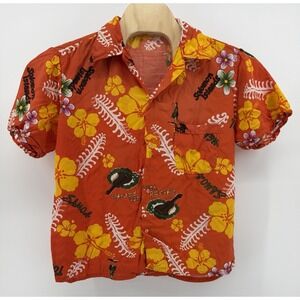 Summer of Figi Hawaiian Shirt Men's Size L Floral Tropical Beach Guitar Aloha